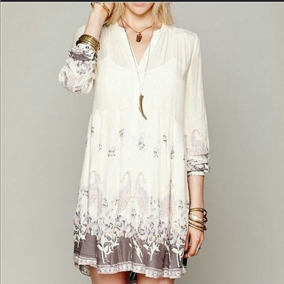 Free People Dresses & Skirts - Free People Cream Long Sleeve Sundress Small